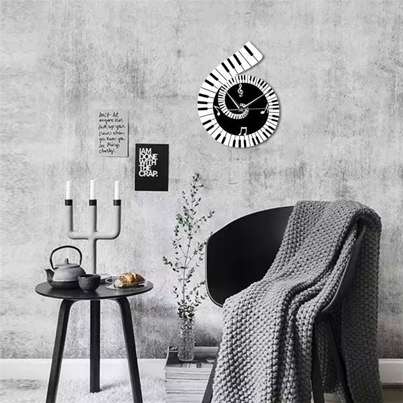 Harmonic Note Wall Clock with "Musical Treble Clef & Piano Keyboard Design" - Radharani & Kishor Ventures